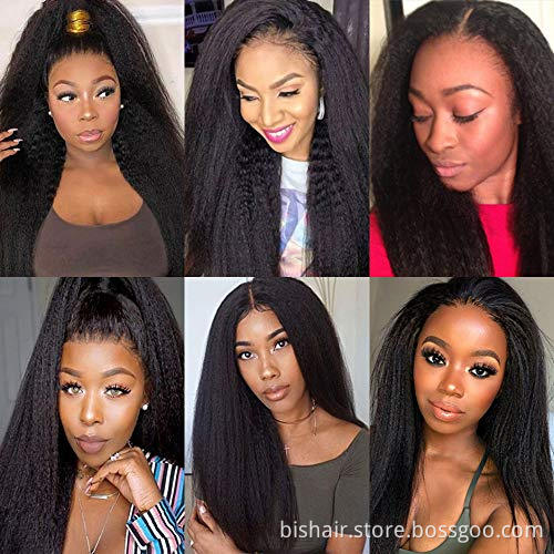 Yaki Kinky Straight Real Human Hair Wig Yaki 4x4 Lace Wig Straight Hair 150% Density Real Human Hair Lace Wig Shipped same day